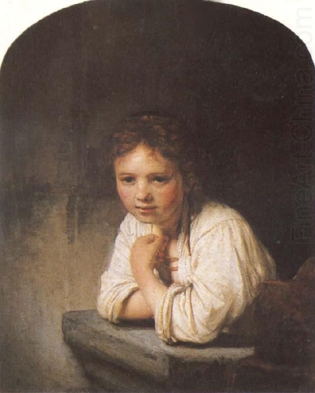 REMBRANDT Harmenszoon van Rijn A Young Girl Leaning on a Window Sill china oil painting image